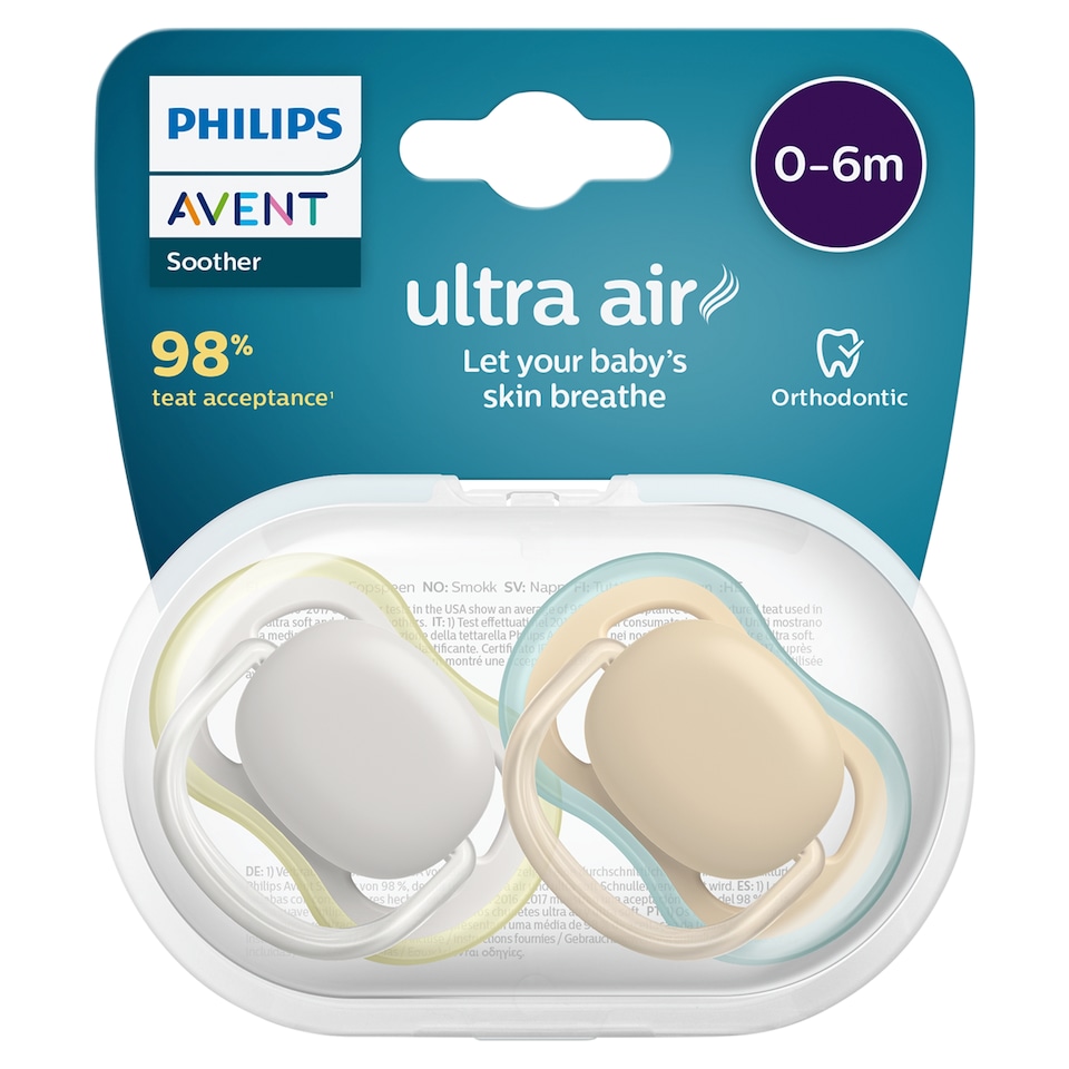 image 1 of Philips Avent Ultra Air Soother 0-6 months 2 pack