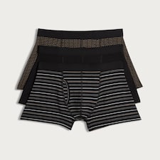 F&F 3-Pack Cotton Rich Patterned Trunks in Black