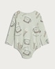 image 2 of F&F Baby 3-Piece Cotton Rich Babyccino Bodysuit, Legging and Bib Set in Green