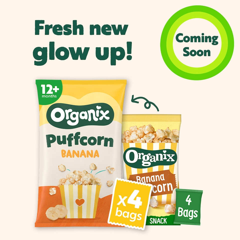 image 1 of Organix Banana Puffcorn Organic Toddler Snacks Multipack 4x10g 12 months+