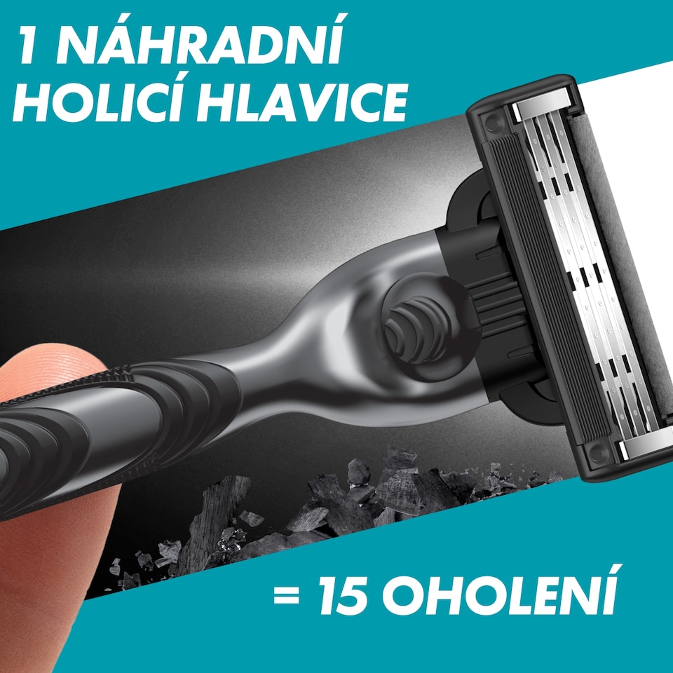 Obrázek 1 pro produkt Gillette Mach3 Charcoal Náhradní Holicí Hlavice Pro Muže, 3 Břity