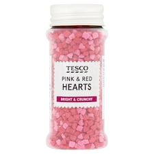 Tesco Pink & Red Heart Sprinkles 65G