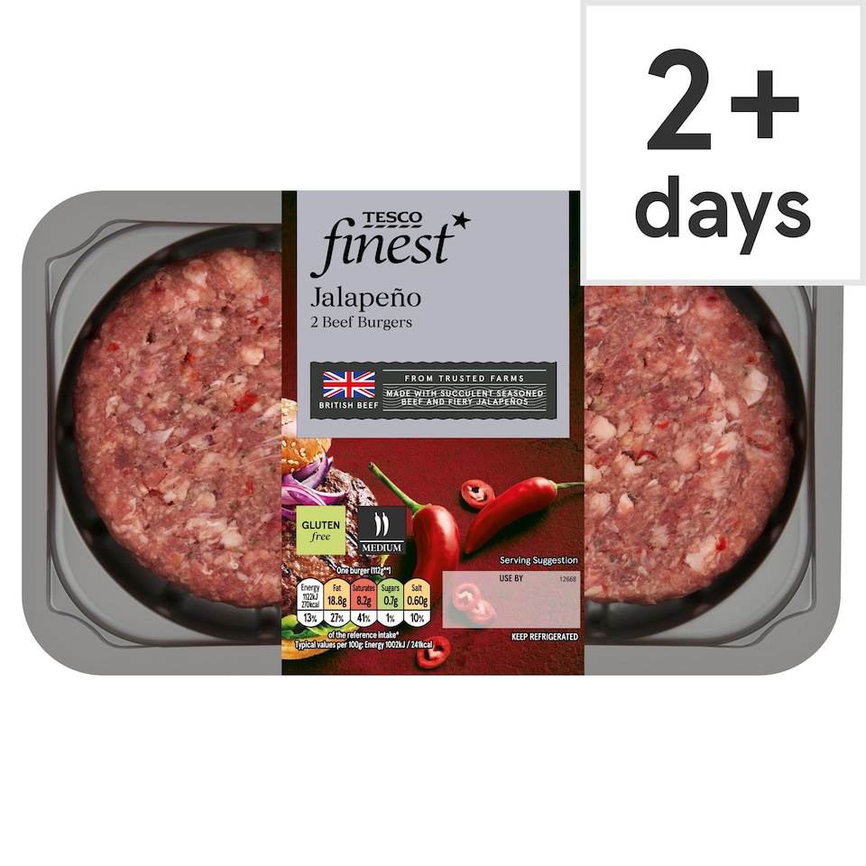 Tesco Finest 2 Jalapeno Burgers 340g