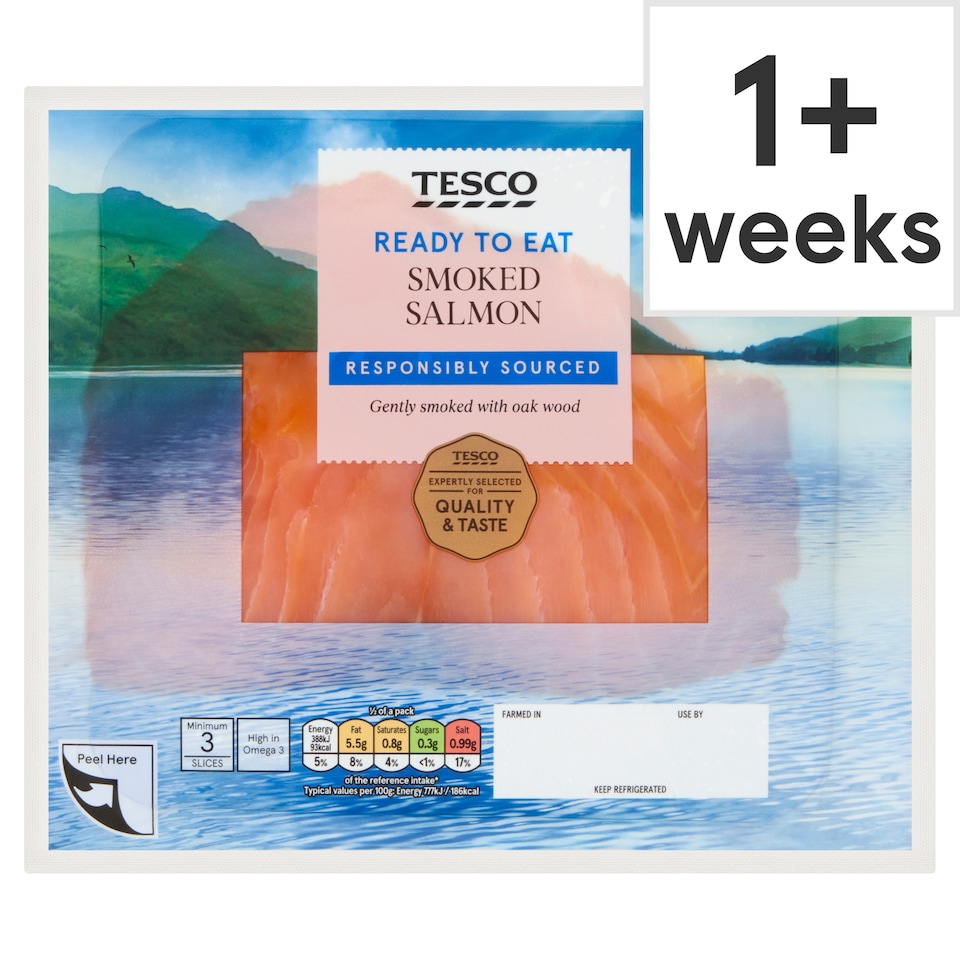 Tesco Ready To Eat Smoked Salmon Slices 100g 