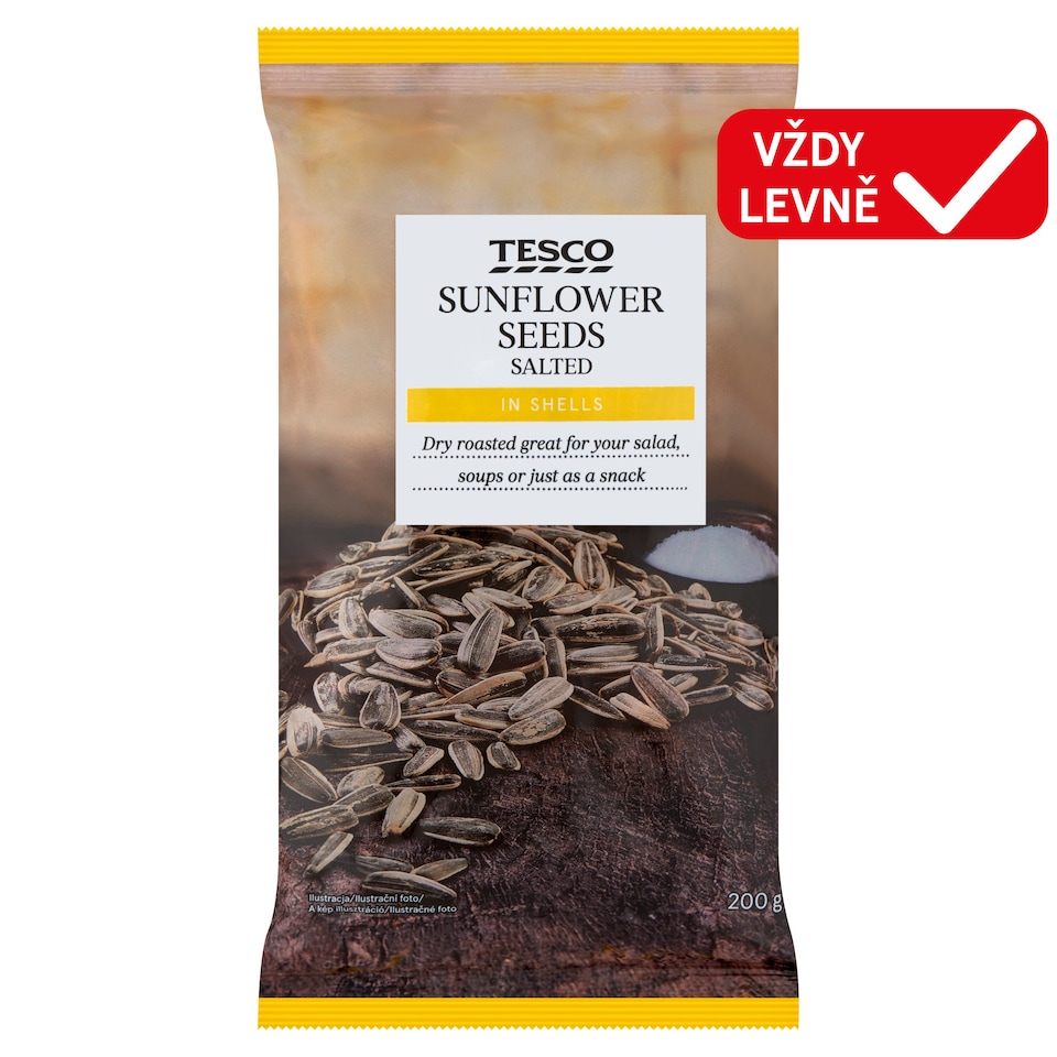 Tesco Slunečnicová semena neloupaná pražená solená 200g