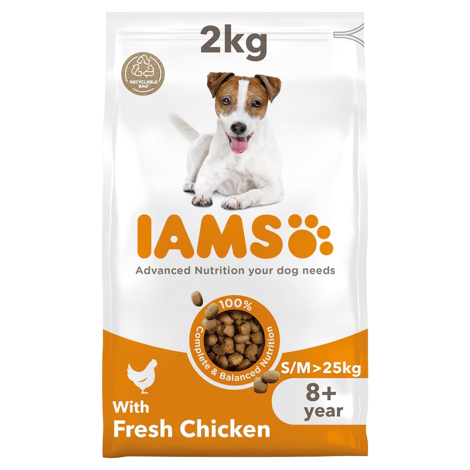 image 1 of Iams Senior Dog Dry Food Small/Medium Breed With Fresh Chicken 2kg