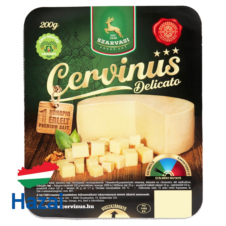Szarvasi Cervinus Delicato kérgében érlelt kemény sajt 200 g