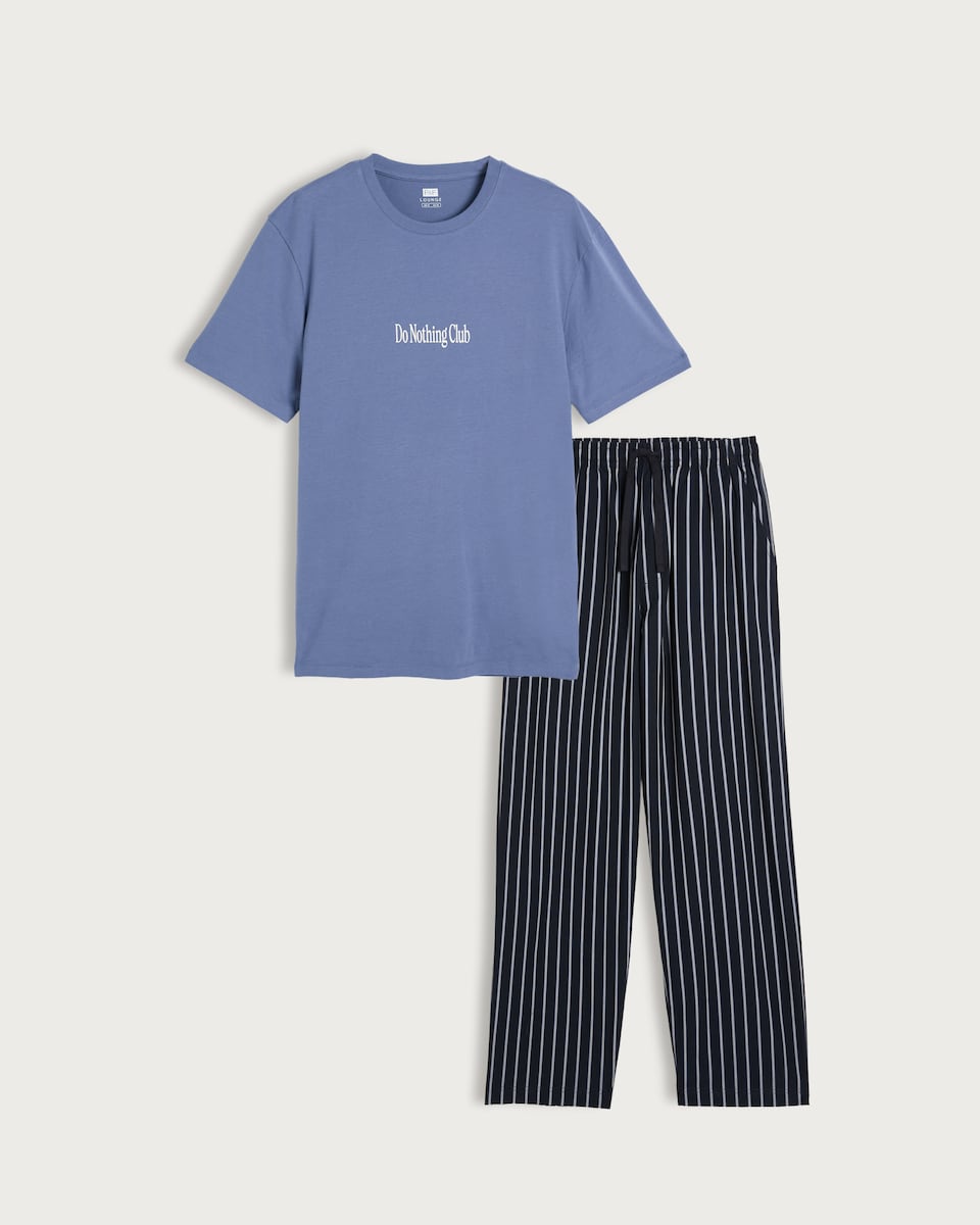 image 1 of F&F Pure Cotton Do Nothing Club Pyjama Set in Multi
