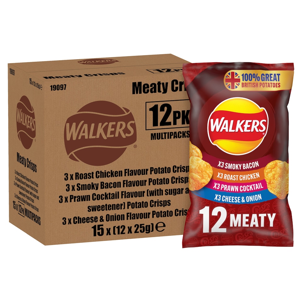 image 1 of Walkers Meaty Variety Multipack Crisps 12x25g