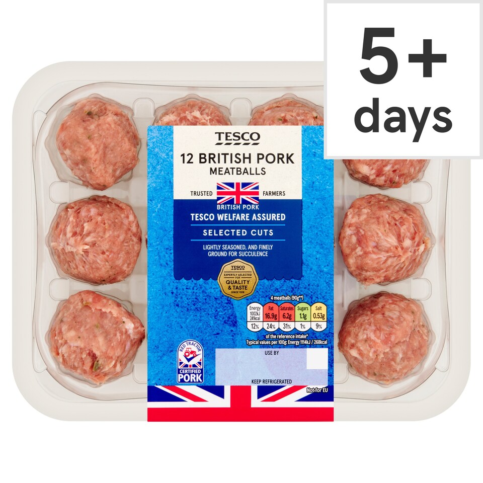 Tesco 12 British Pork Meatballs 336g