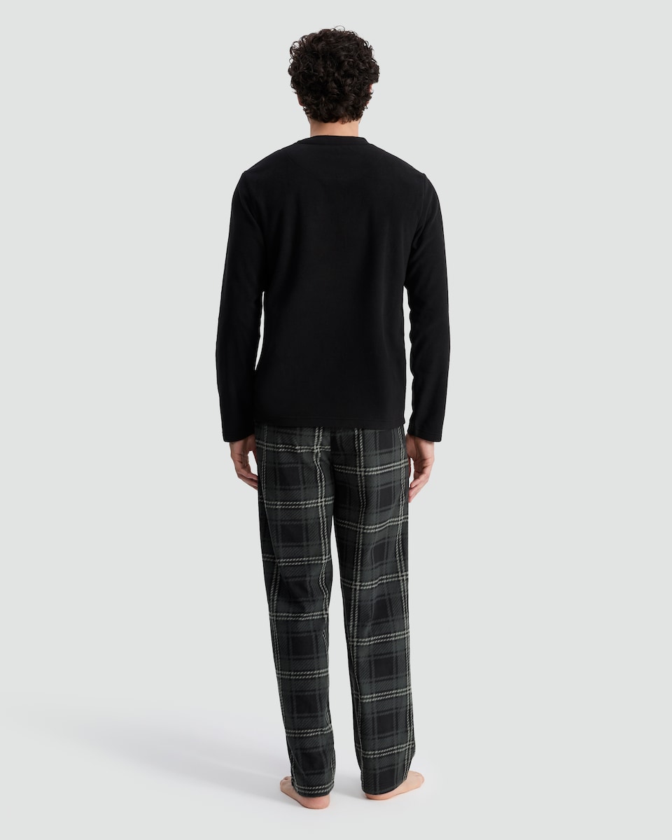 image 1 of F&F Check Print Long Sleeved Pyjama Set in Green
