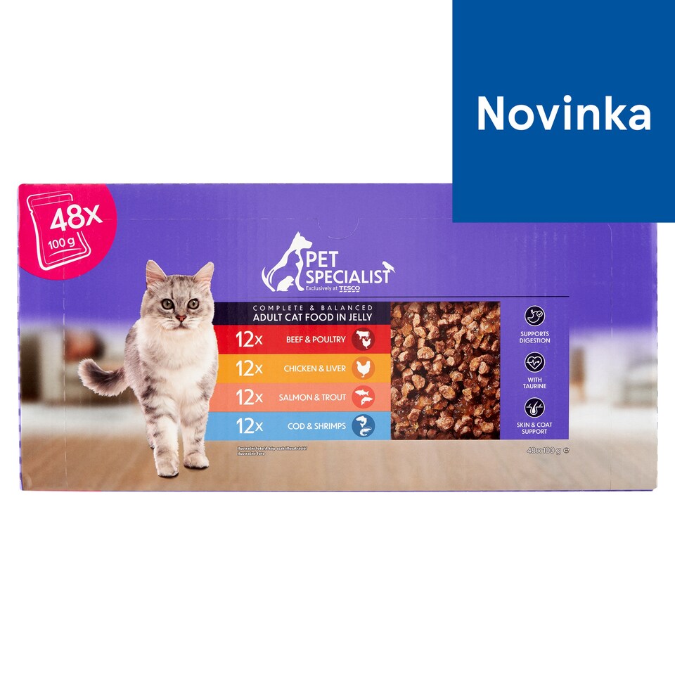 Pet Specialist Kompletné krmivo pre dospelé mačky v želé 48 x 100 g (4800 g)