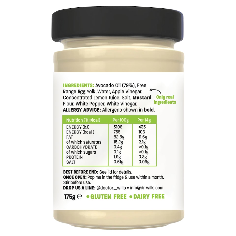 image 1 of Dr Wills Avocado Oil Mayonnaise Sugar Free 175G
