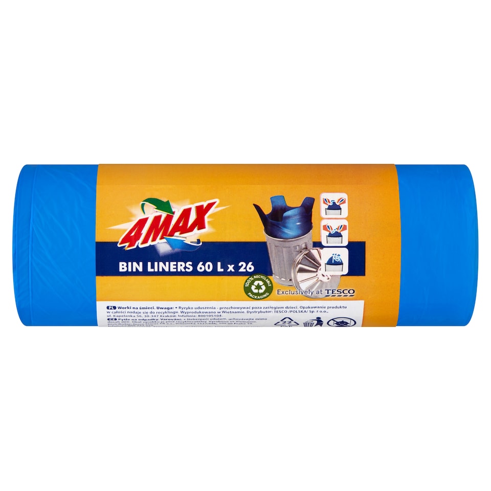 4MAX Bin Liners 60 l 26 pcs