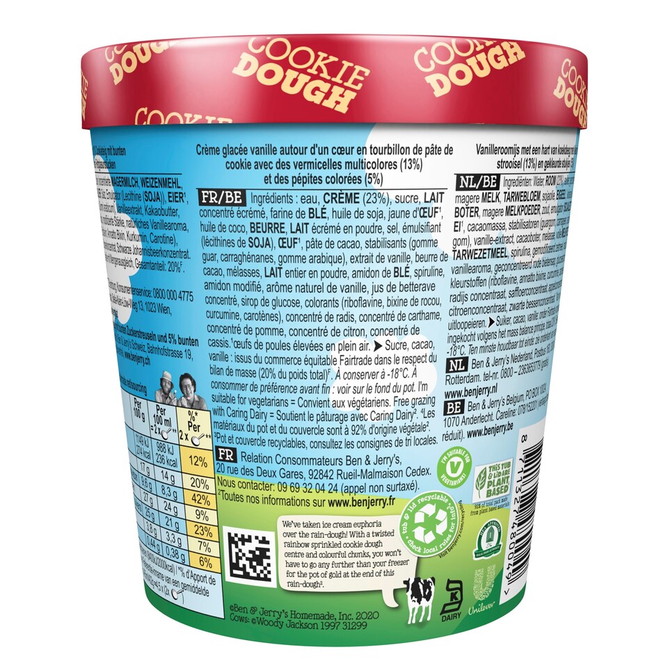image 1 of Ben & Jerry Rain-Dough Cookie Dough Twist Ice Cream 465Ml