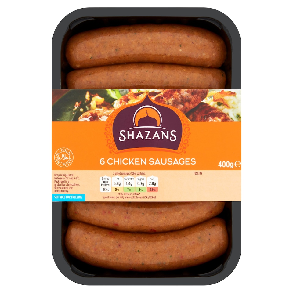 SHAZANS HALAL CHICKEN SAUSAGES 400G Tesco Groceries
