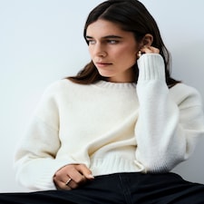 The F&F Edit Crew Neck Cropped Jumper in Cream