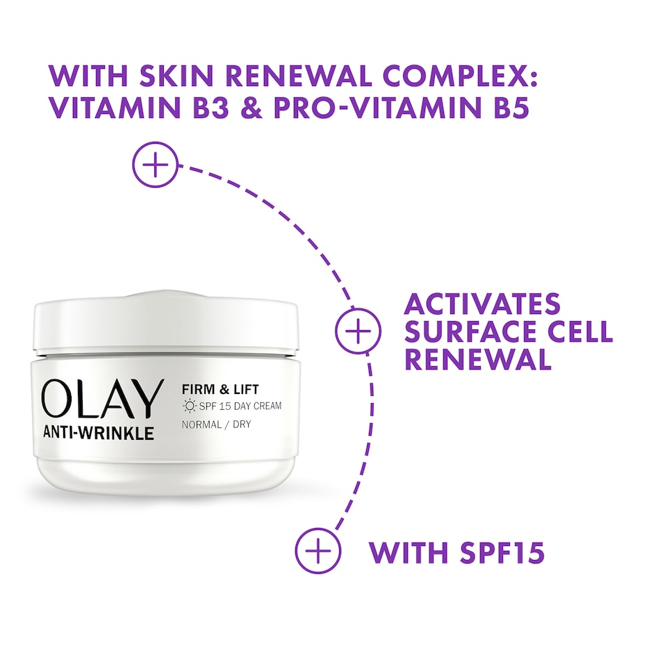 image 1 of Olay Anti Wrinkle Firm & Lift Day Moisturiser Spf 15 50Ml