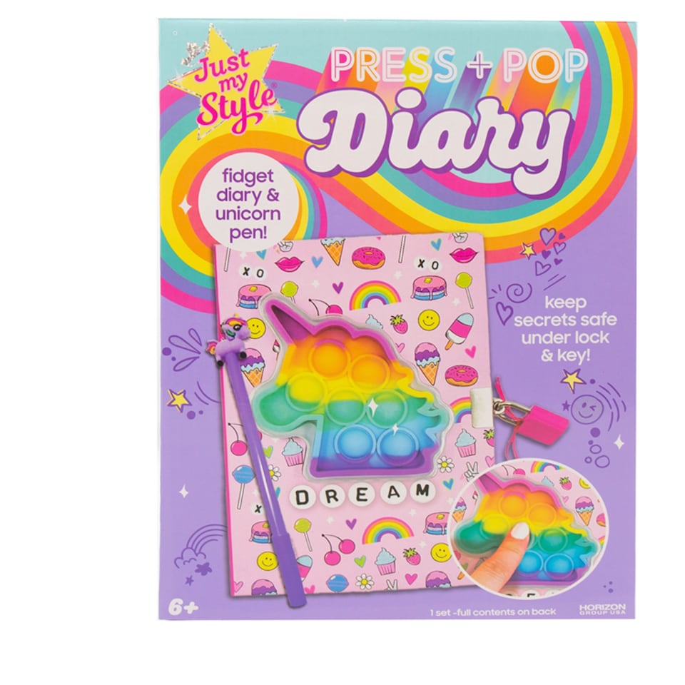 image 1 of Just My Style Press & Pop Fidget Diary & Unicorn Pen