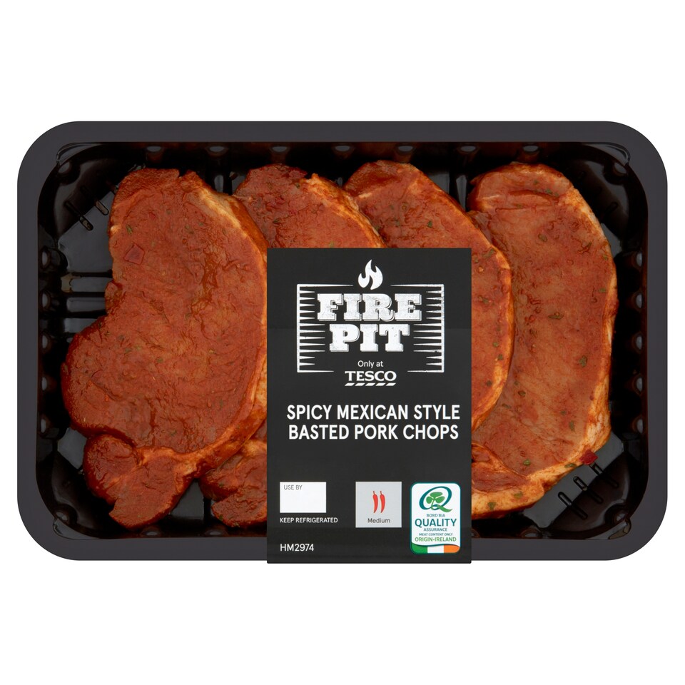Tesco Fire Pit Mexican Style Basted Pork Chops 500G