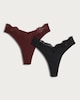 image 4 of F&F 2-Pack Lace Trim Thongs in Purple