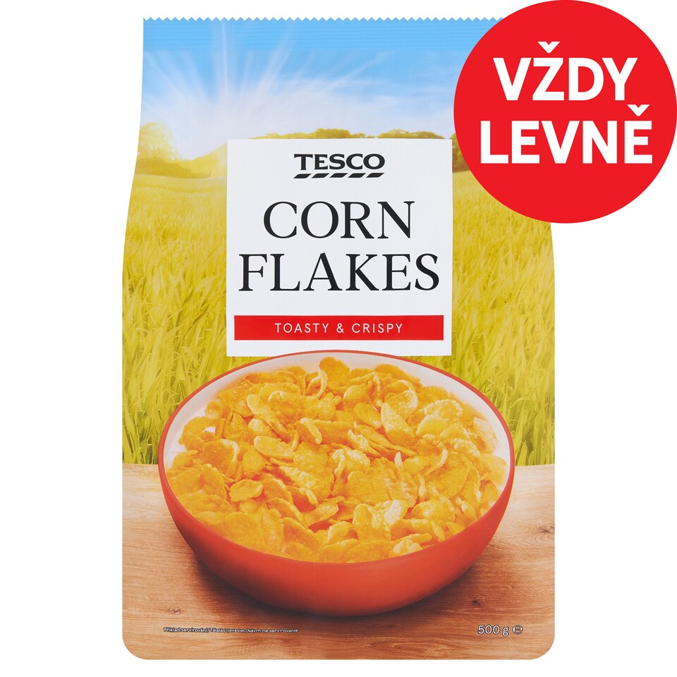 Tesco Zapékané kukuřičné lupínky s přidanými vitaminy 500g