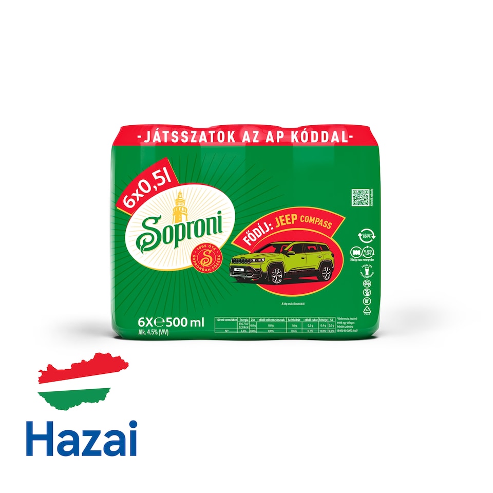 Soproni világos sör 4,5% 6 x 500 ml  1. kép
