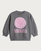 image 4 of Nirvana Cotton Rich Smiley Sweatshirt in Multi Grey
