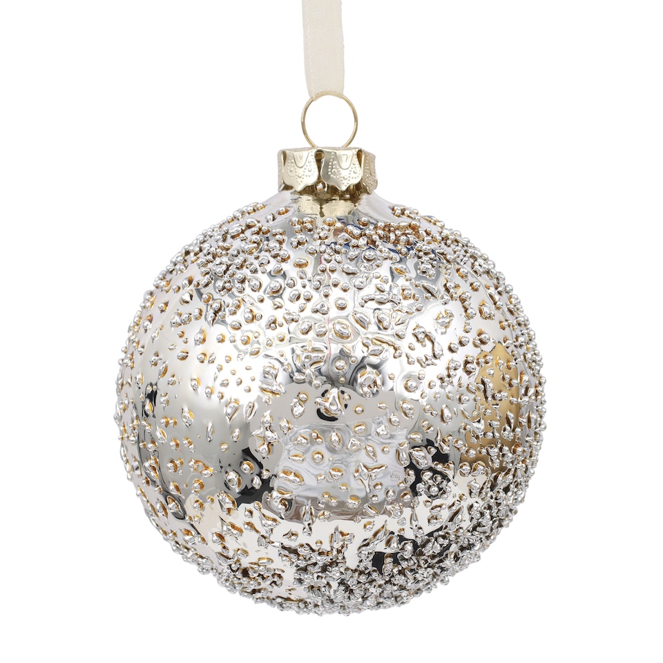 image 1 of Tesco Icy Baubles Christmas Decorations 4 Pack