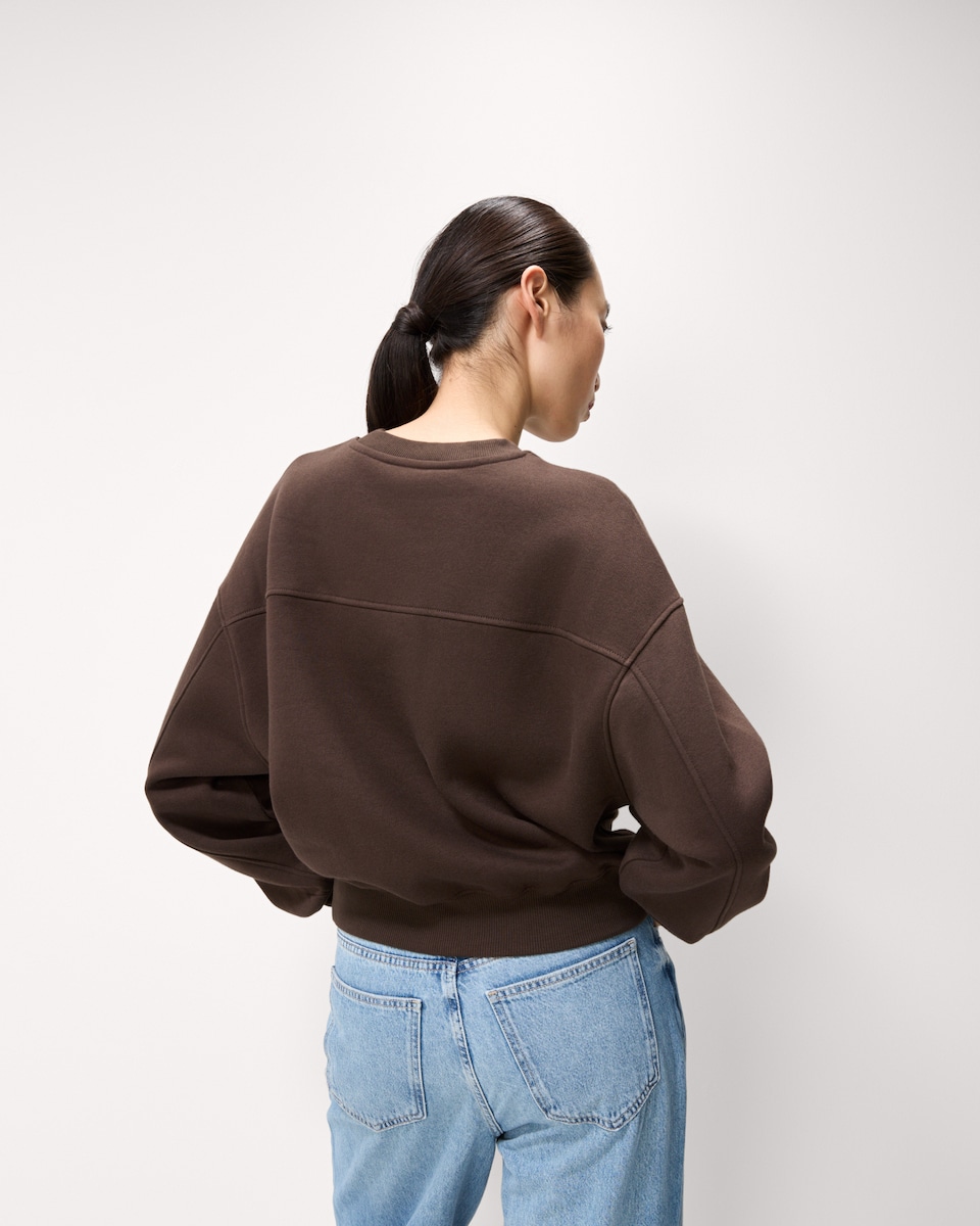 image 1 of F&F Cotton Rich Crew Neck Sweatshirt in Brown