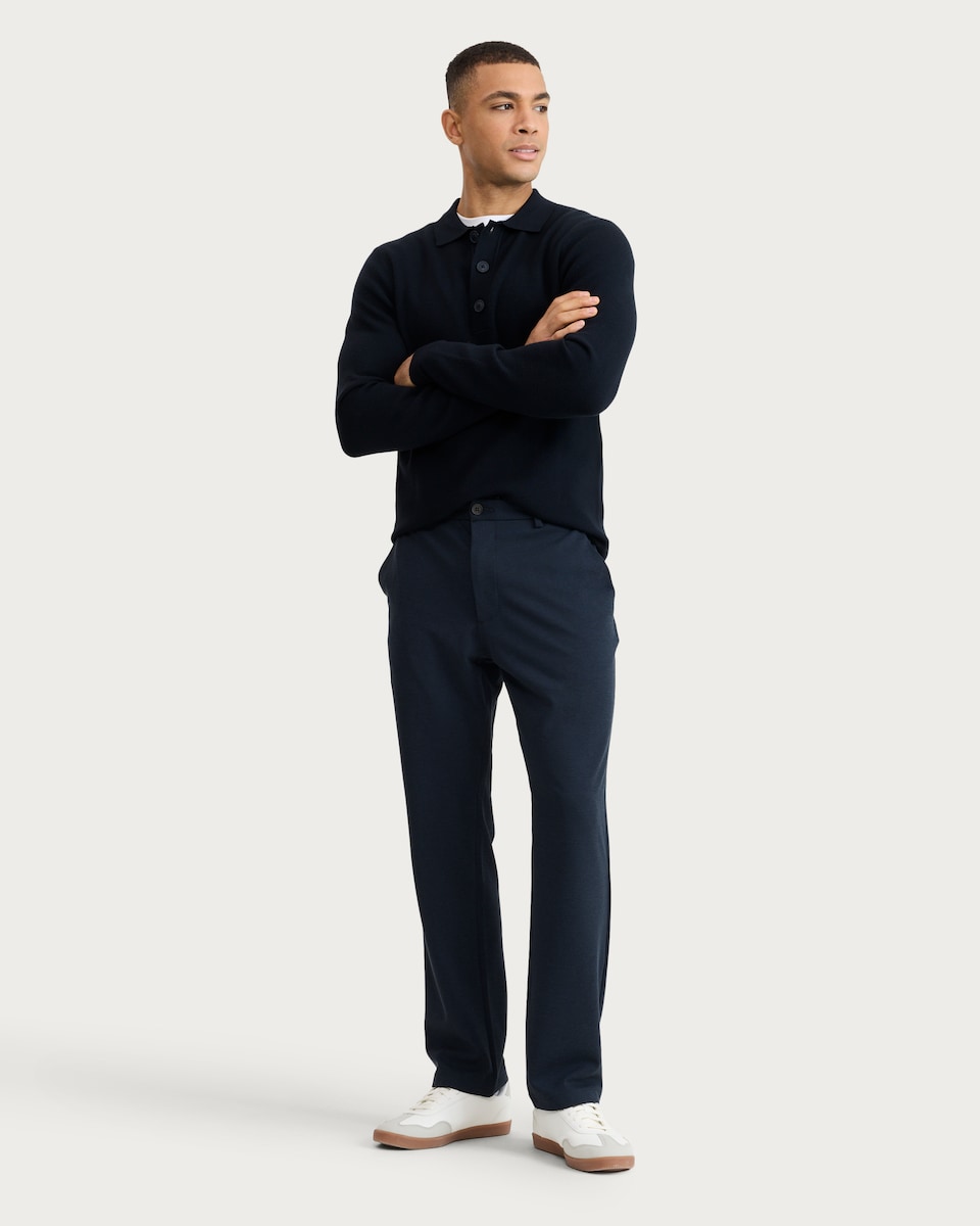 image 1 of F&F Textured Straight Leg Chino Trousers in Navy