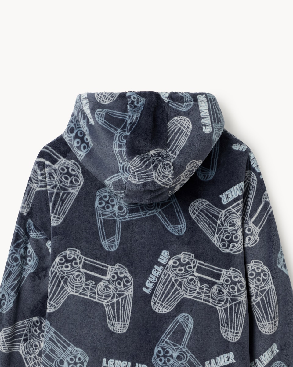 image 1 of F&F Boys Fleece Gaming Hoodie in Navy