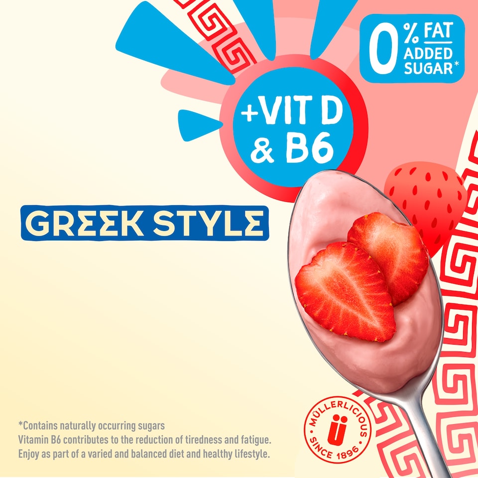image 1 of Muller Light Greek Style Strawberry Yogurt 4X115g
