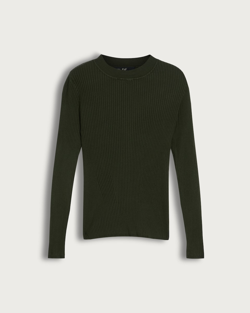 F&F Ribbed Knit Crew Neck Jumper in Khaki