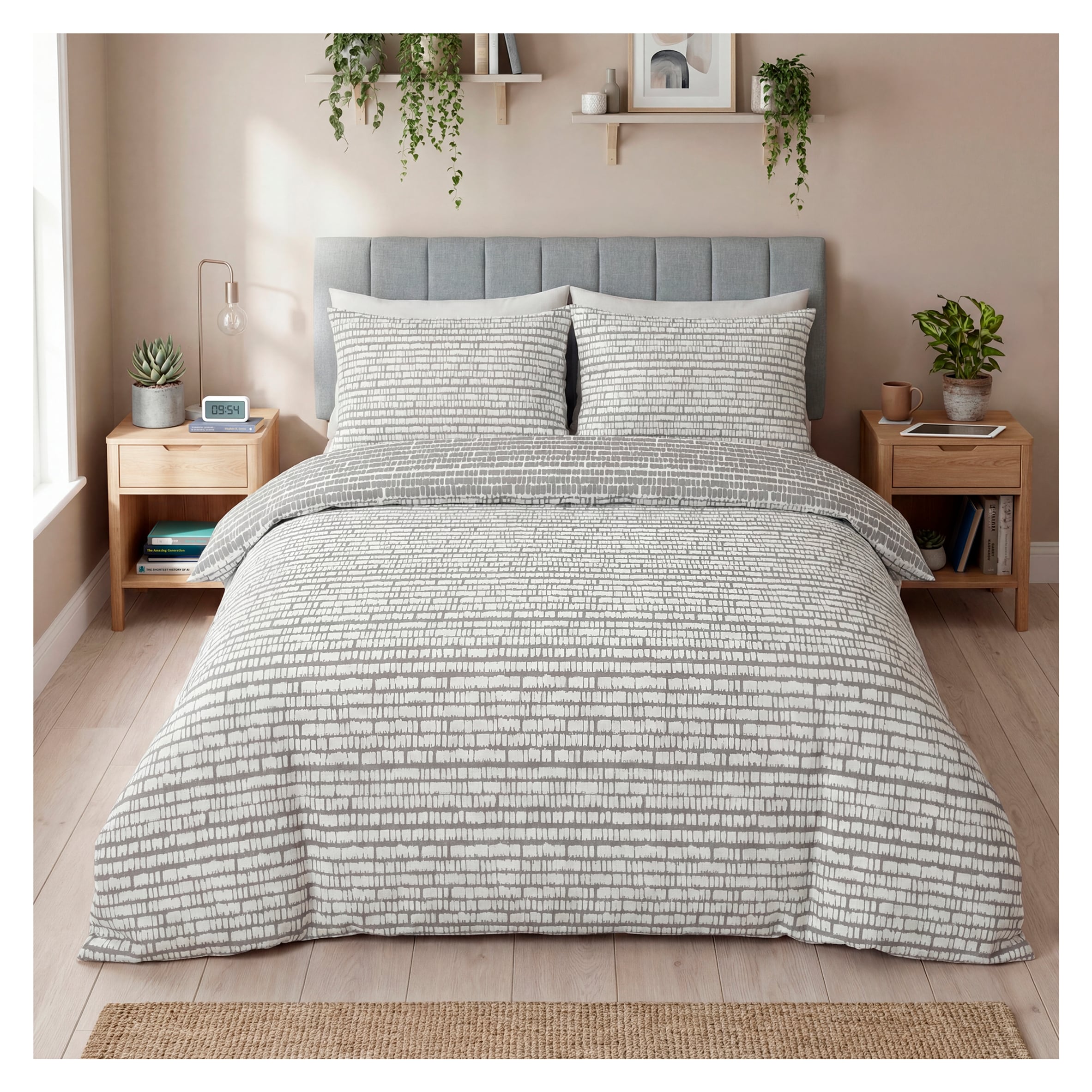 Silentnight Supersoft Grey Geo Duvet Cover Set Single