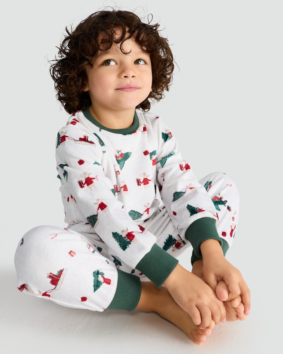 image 1 of F&F Boys Festive Mouse Print Pyjamas in Multi
