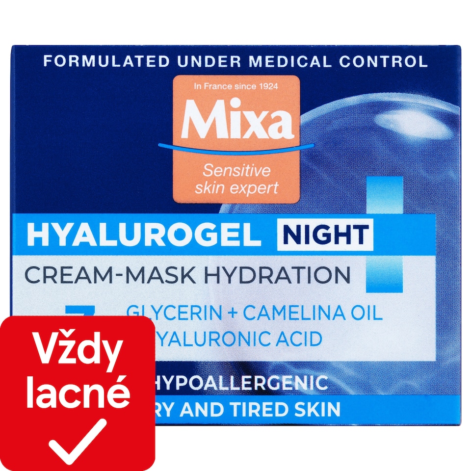 MIXA Hyalurogel Night, nočný hydratačný krém, 50 ml