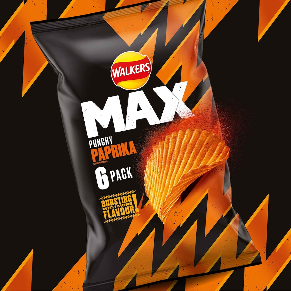 image 1 of Walkers Max Paprika Crisps 6X27g