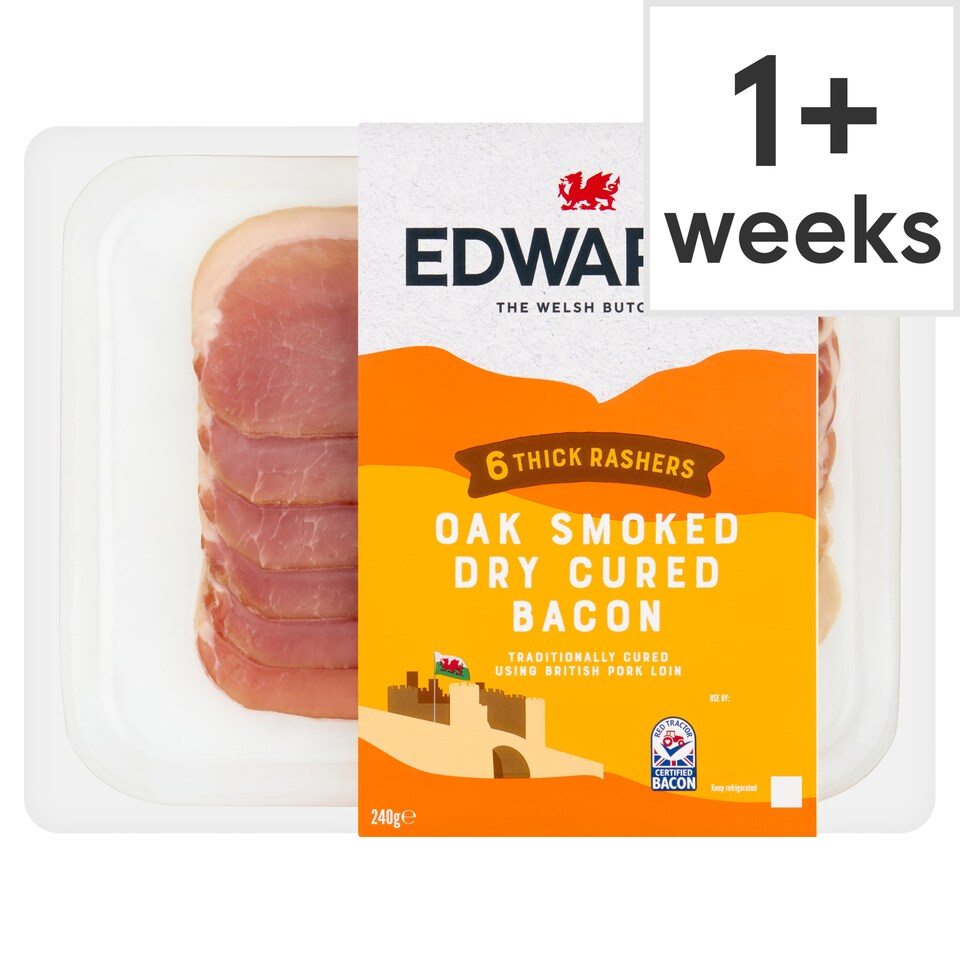 Edwards Oak Smoked Dry Cured Bacon 6 Thick Rashers 240g