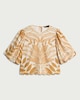 image 4 of F&F Leaf Print Puff Sleeved Co-ord Top in Multi Orange
