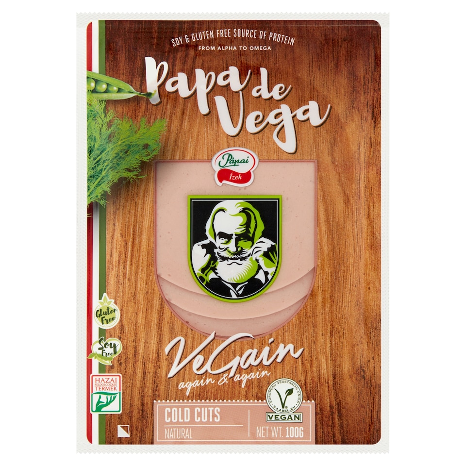 Pápai Ízek Papa de Vega glutén- és szójamentes szeletelt vegán szendvicsfeltét borsófehérjével 100 g
