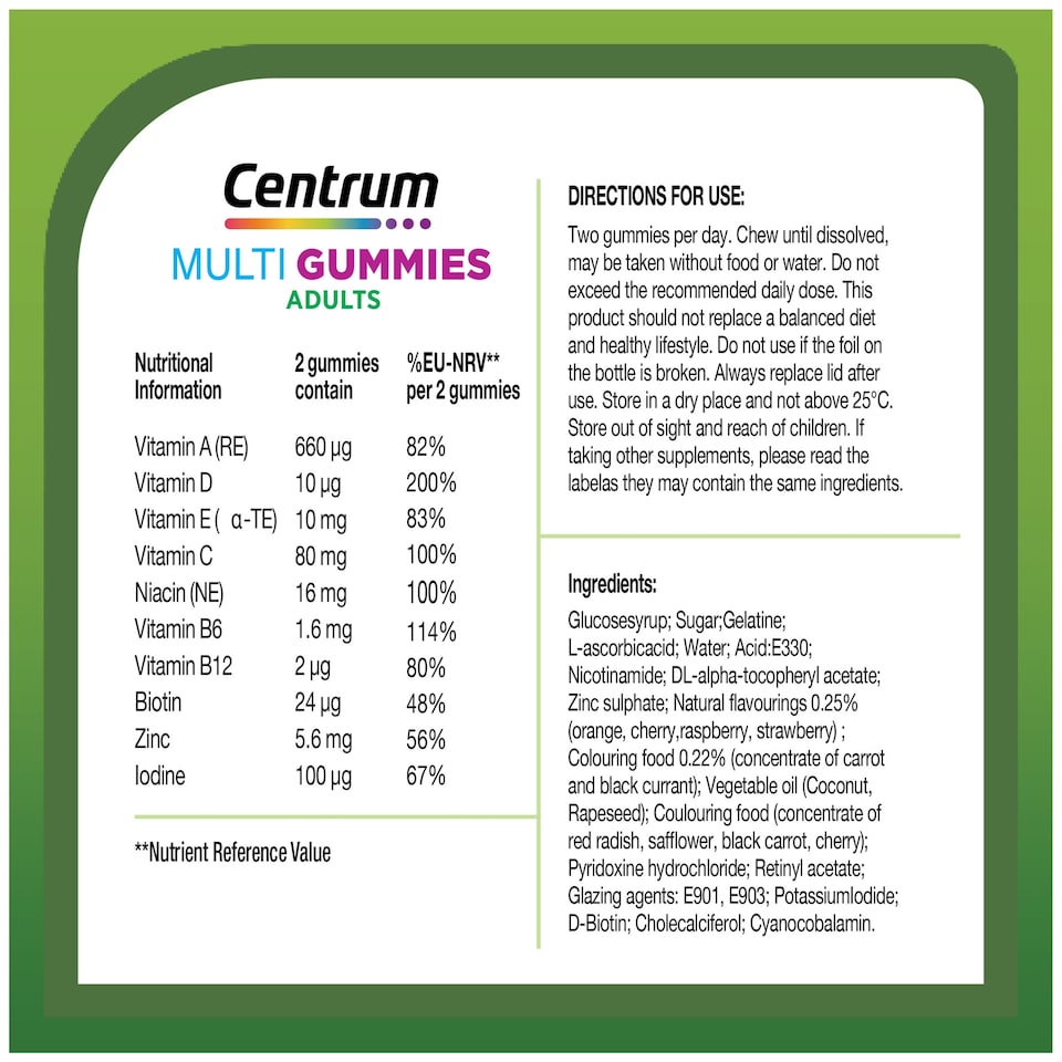 image 1 of Centrum MultiGummies Mixed Fruit, Cherry, Berry & Orange Multivitamin Gummies 30s