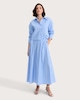 image 1 of The F&F Edit Pure Cotton Poplin Stripe Co-ord Midi Skirt in Blue