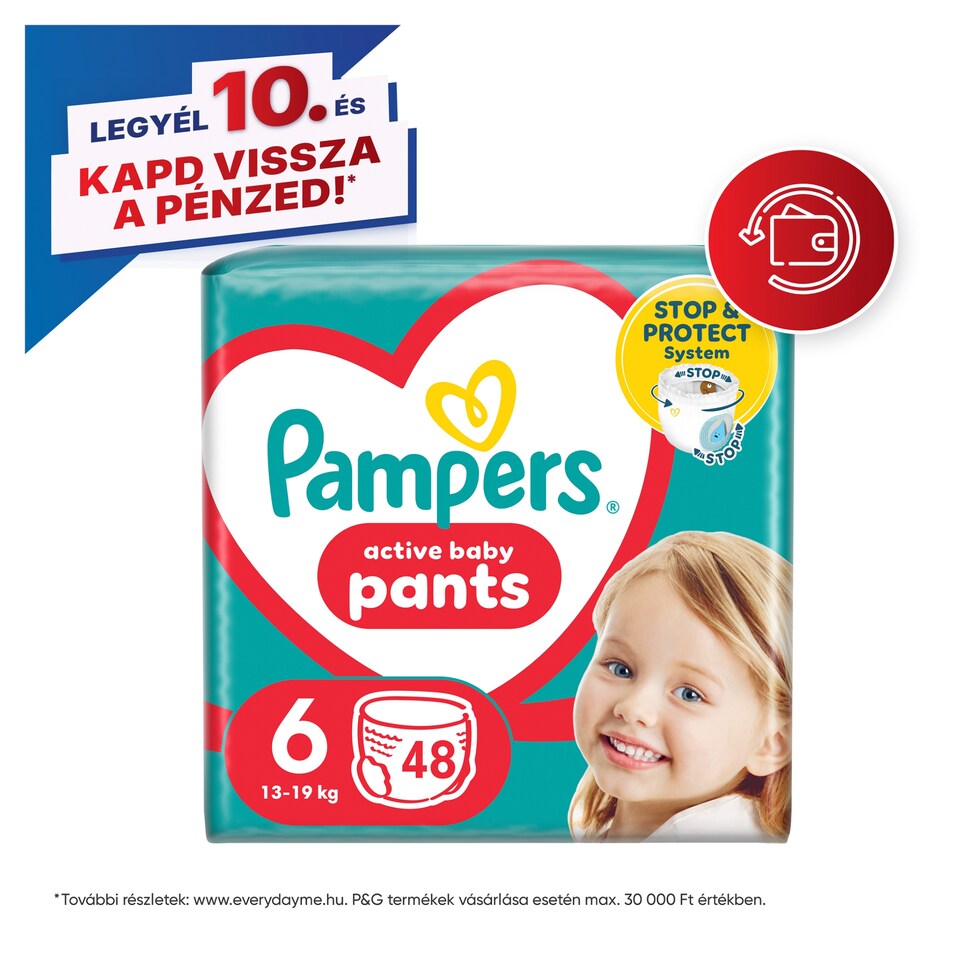 Pampers Active Baby Bugyipelenka, Méret 6, 48 Bugyipelenka, 13kg-19kg 1. kép