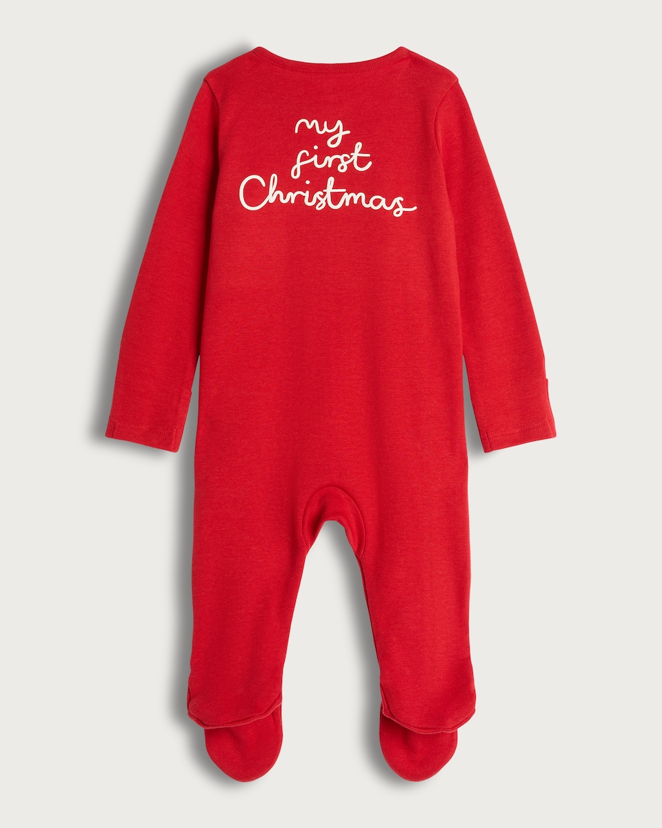 image 1 of F&F Baby 2-Pack Pure Cotton My First Christmas Sleepsuits in White