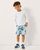 image 1 of F&F Boys Cotton Rich Tractor Print Shorts in Blue