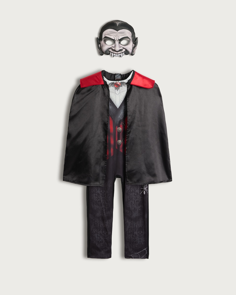 F&F Boys 3-Piece Vampire Cape Fancy Dress Costume in Black