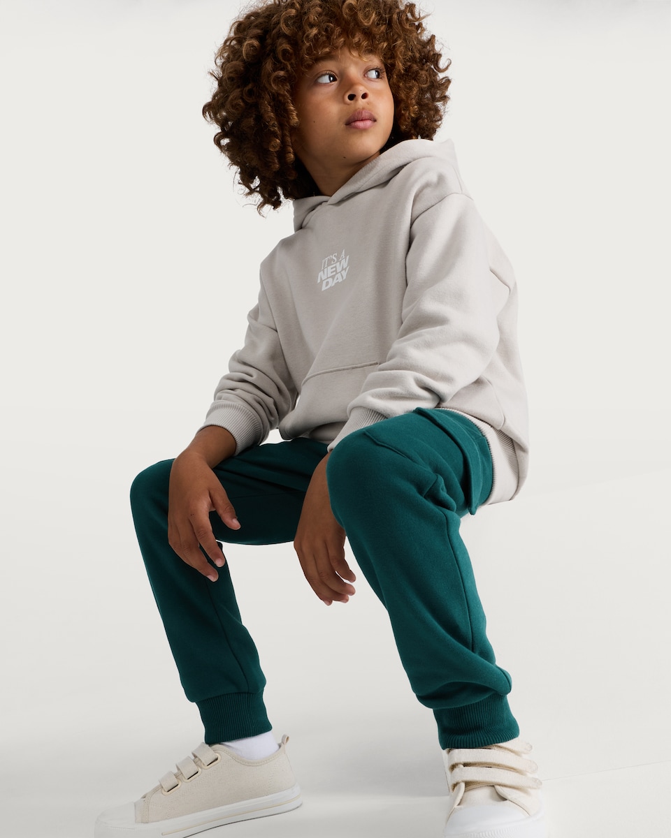 image 1 of F&F Boys Cotton Rich Cuffed Drawstring Cargo Joggers in Green