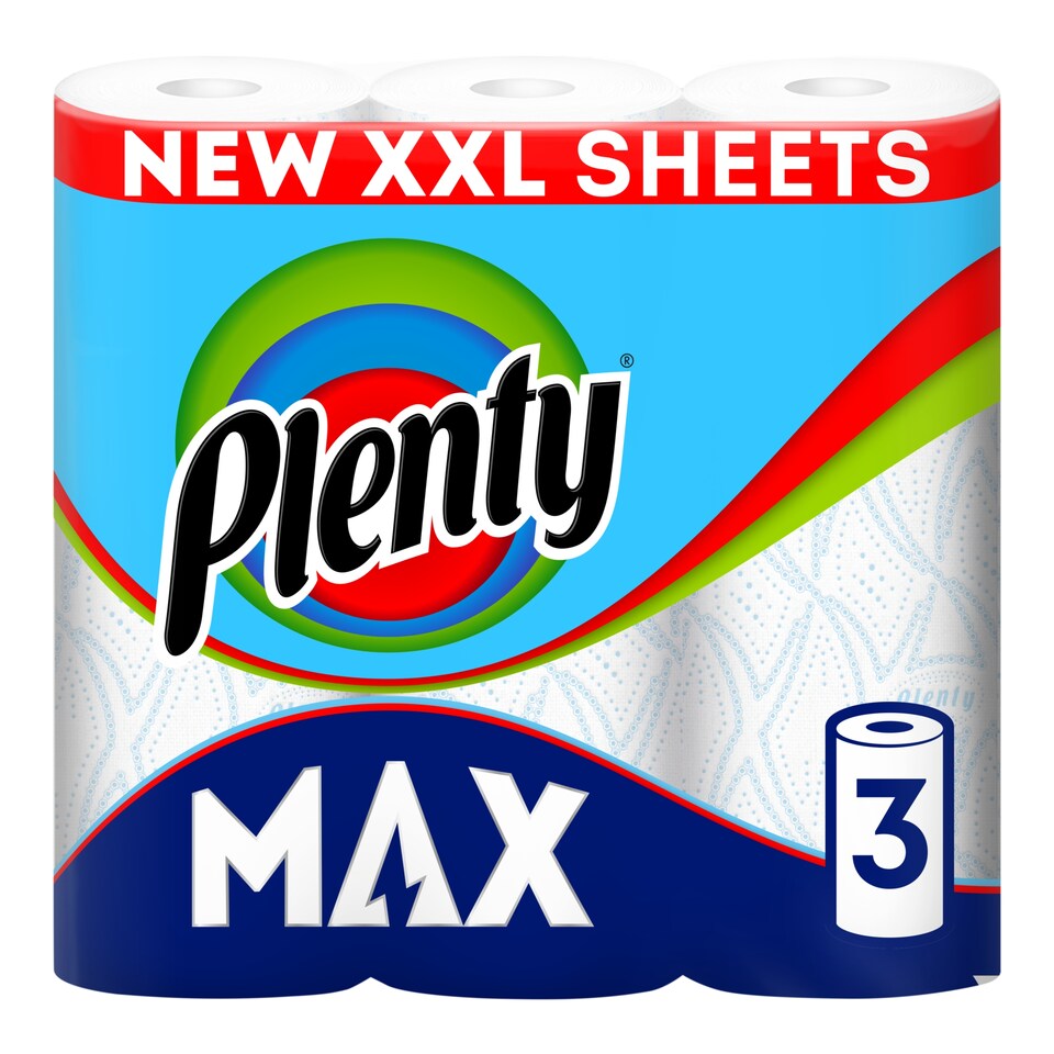 image 1 of Plenty Max Extra Large Kitchen Towel 210 Sheets 3 Roll
