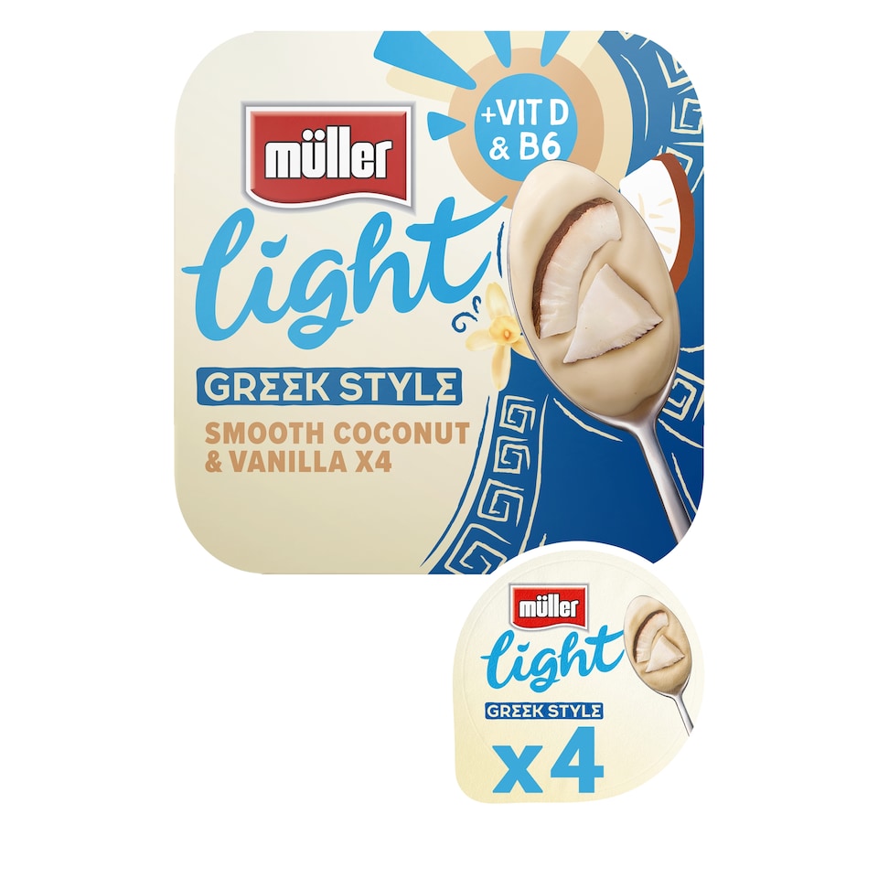 image 1 of Muller Light Greek Style Yogurt - Smooth Coconut & Vanilla 4x115g